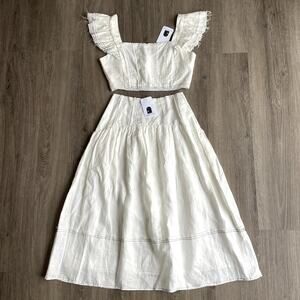 Seventeenstars  100% linen skirt and top set